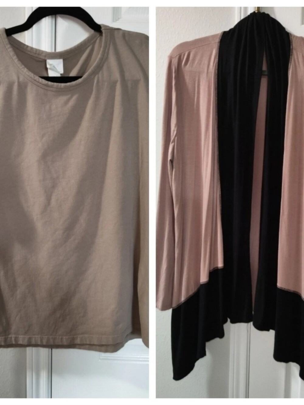 2 Pieces Women's XL Soft Knit Top Bundle Cardigan Tee Khaki Tan H&M Stretch Lot